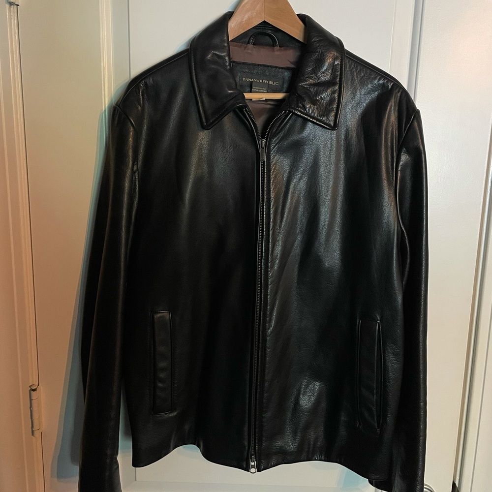 Banana Republic leather modern motorcycle jacket